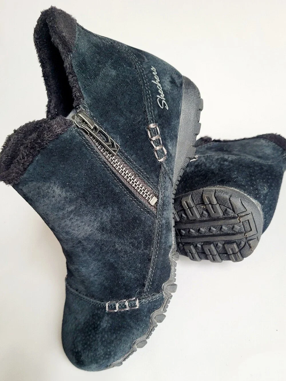 Skechers black suede